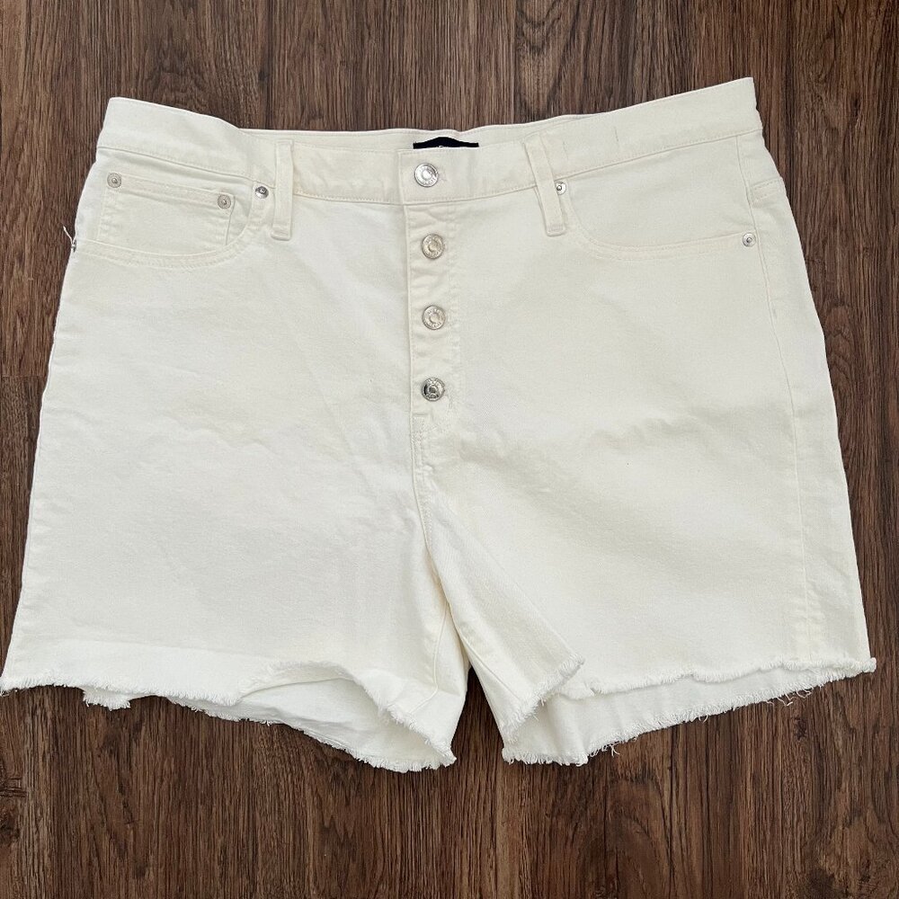 J.Crew Ivory High Rise Button Fly Denim Shorts 33